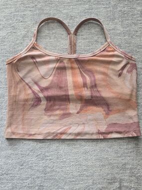 Beyond Yoga Pink Marble Print Cropped Tank Top